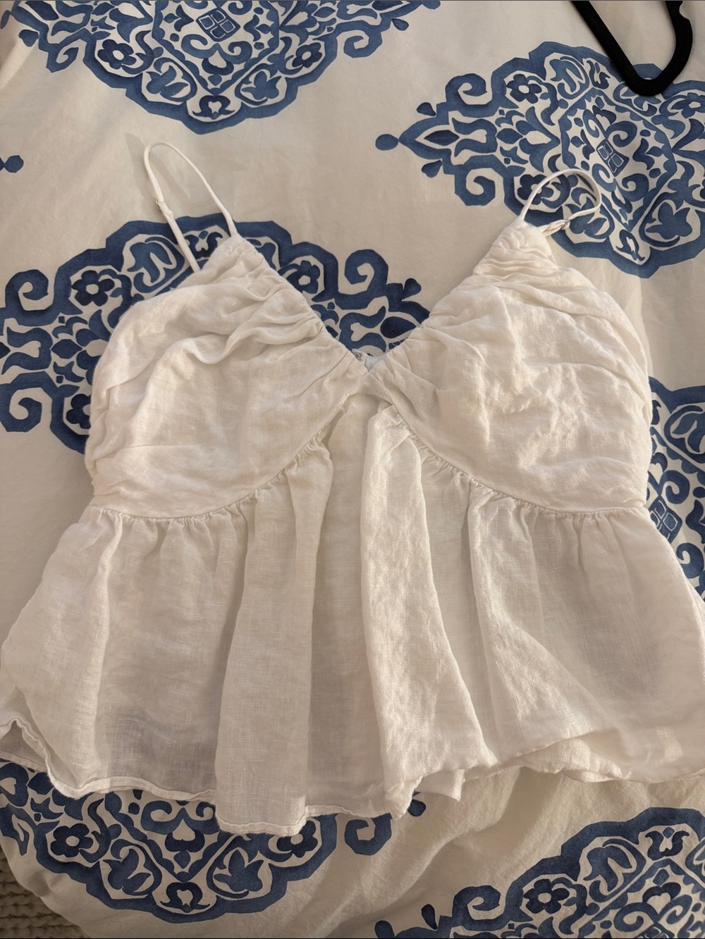 J. Crew White Ruched Babydoll Cami